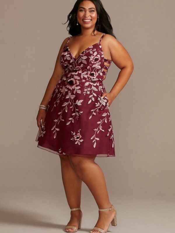 Plus Size Foil Floral Print Scuba Mini Dress D24NY2114W