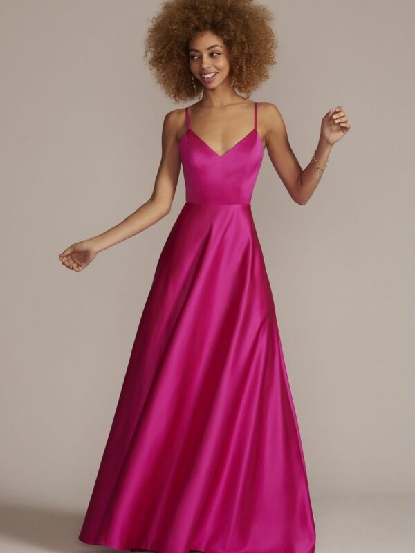 Satin Spaghetti Strap A-Line Prom Dress D24NY22005