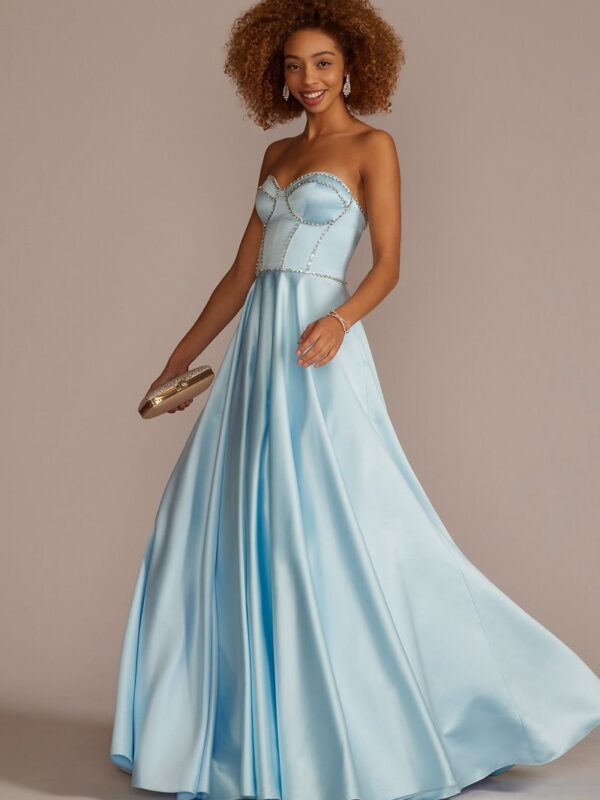 Satin Ball Gown with Jewel Embellished Bodice D24NY22008