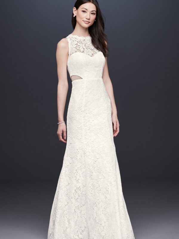 Corded Lace Trumpet Dress with Illusion Sides DB19799