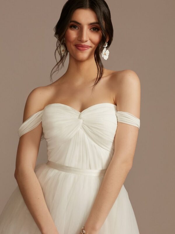 Off Shoulder Pleated Chiffon Wedding Separates Top DS152130