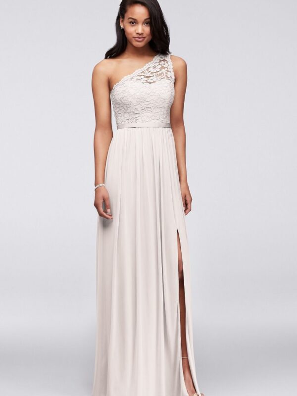 Long One Shoulder Lace Bridesmaid Dress F17063