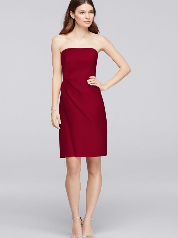 Mikado Short Bridesmaid Dress with Side Pleats F19225