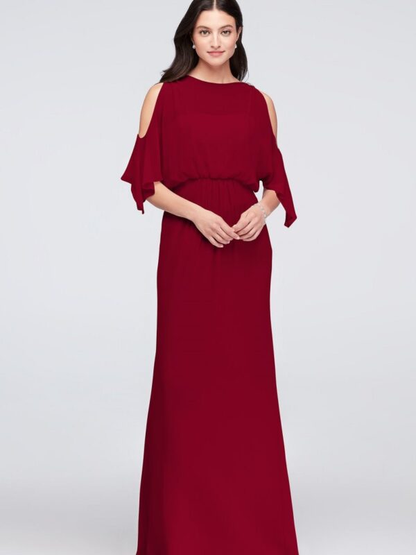 Cold-Shoulder Blouson Chiffon Bridesmaid Dress F19712