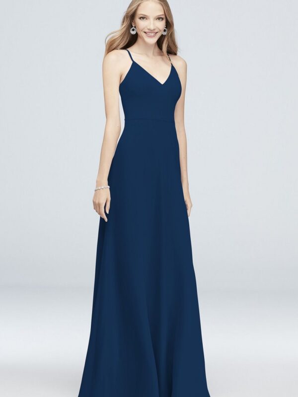 Spaghetti Strap Bridesmaid Dress with V-Neck F19935