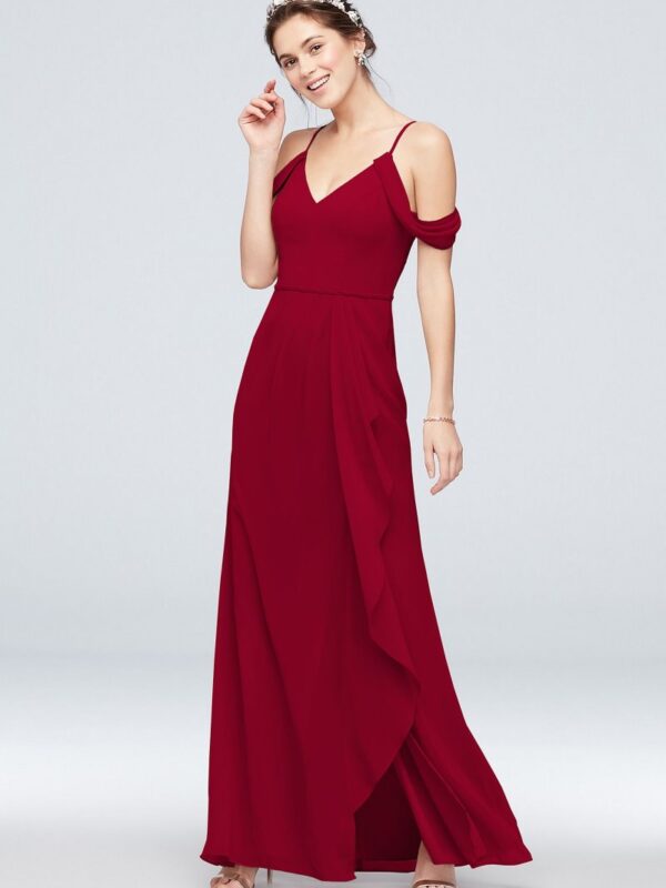 Off-the-Shoulder Bridesmaid Dress with Cascade F20010