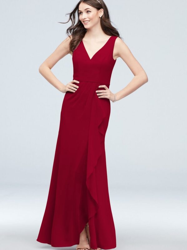 V-Neck Tank Chiffon Cascade Bridesmaid Dress F20012