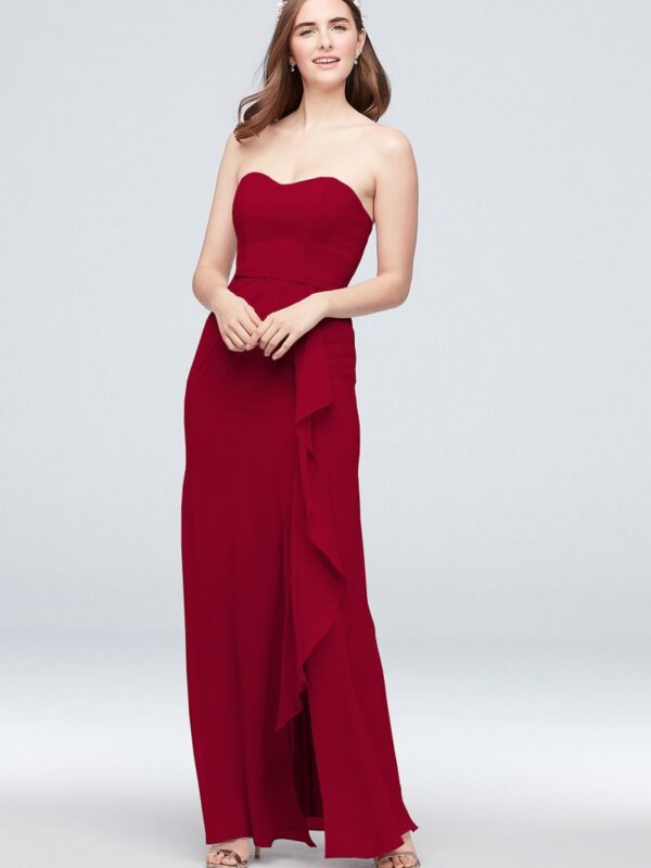 Pleated Strapless Bridesmaid Dress with  Cascade F20013