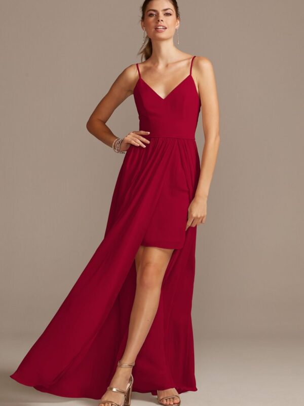 Spaghetti Strap Chiffon Overskirt Bridesmaid Dress F20077