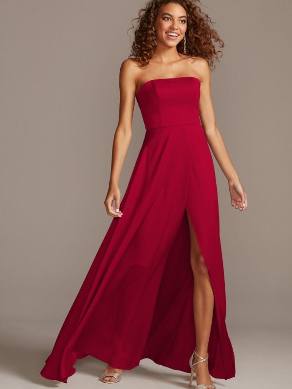 Crepe-Back Satin Strapless Bridesmaid Dress F20097