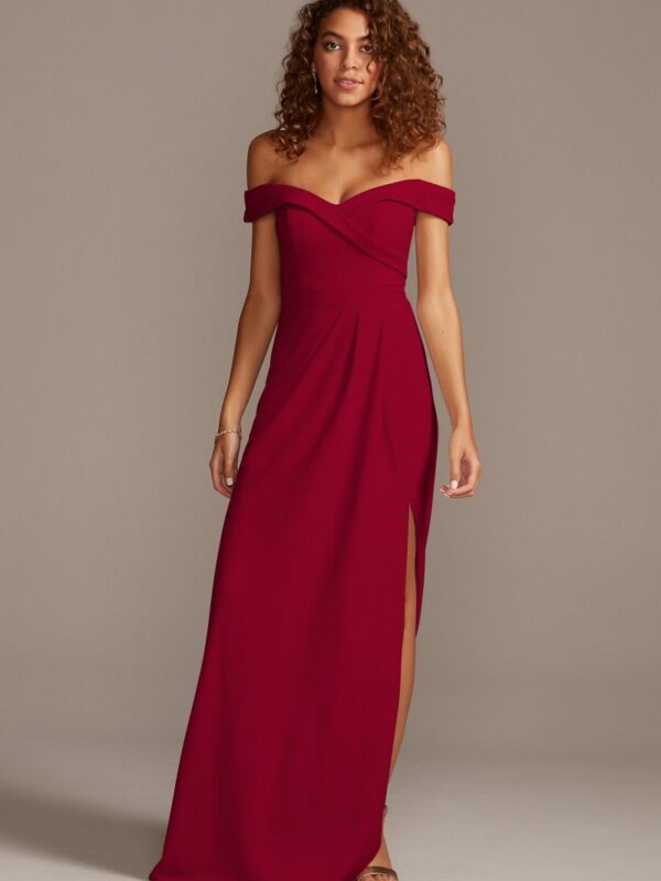 Stretch Crepe Off-the-Shoulder Bridesmaid Dress F20106