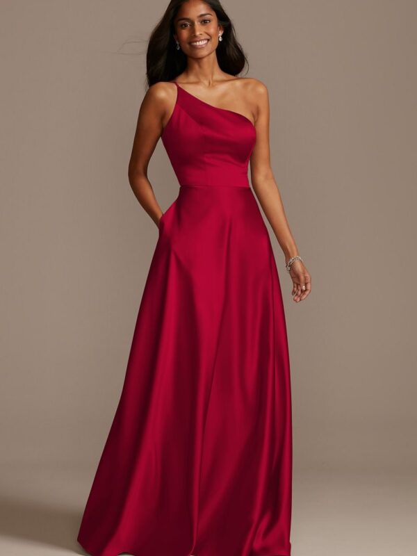 One Shoulder Satin A-Line Bridesmaid Dress F20135