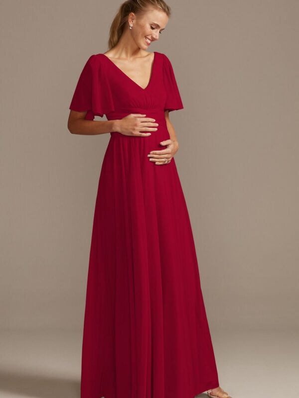 Flutter Sleeve Mesh Maternity Bridesmaid Dress F20167