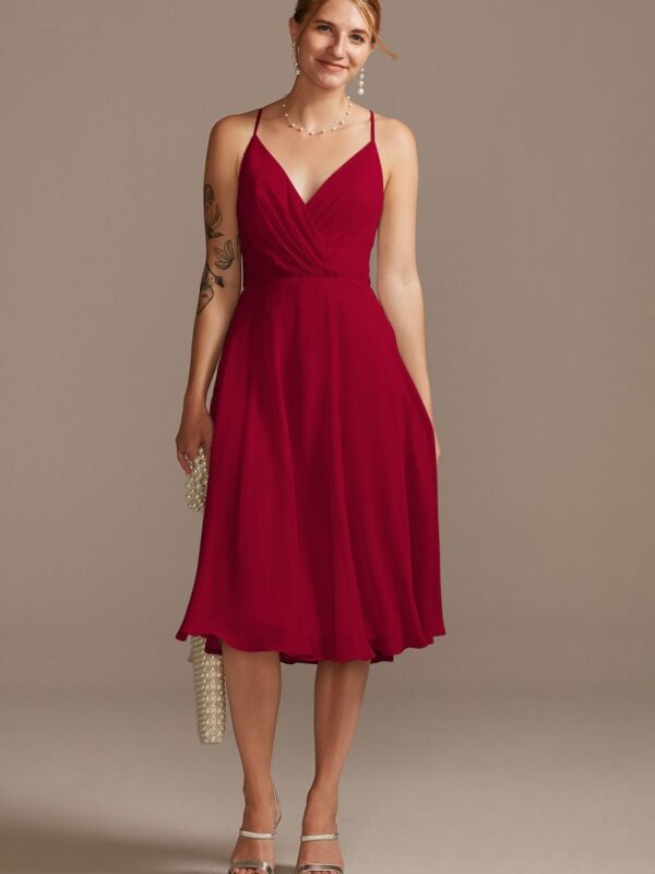 Spaghetti Strap Chiffon Short Bridesmaid Dress F20240