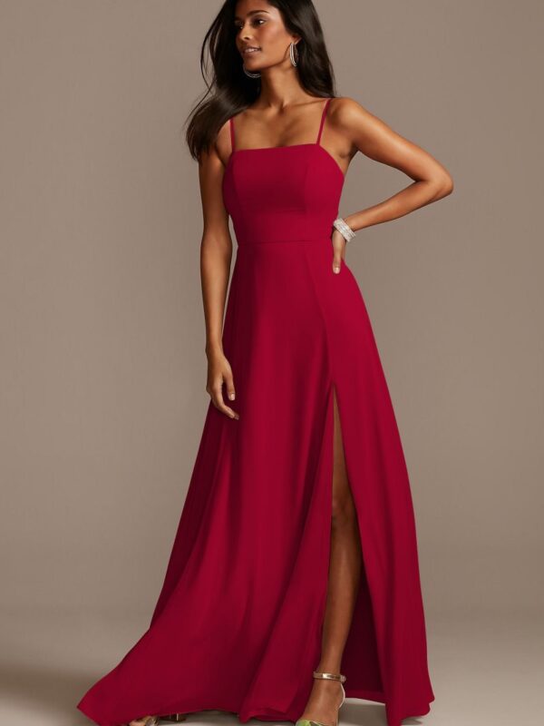 Spaghetti Strap Chiffon Bridesmaid Dress with Slit F20342