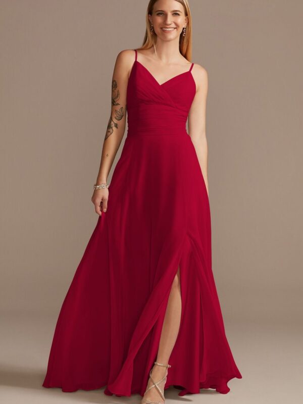 Spaghetti Strap Tie Waist Chiffon Bridesmaid Dress F20355