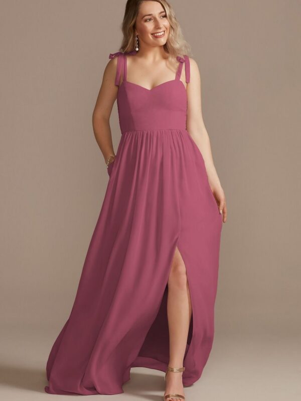 Tie-Strap Chiffon Sweetheart Long Bridesmaid Dress F20364