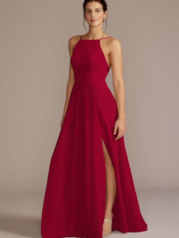 Chiffon High-Neck A-Line Bridesmaid Dress F20456