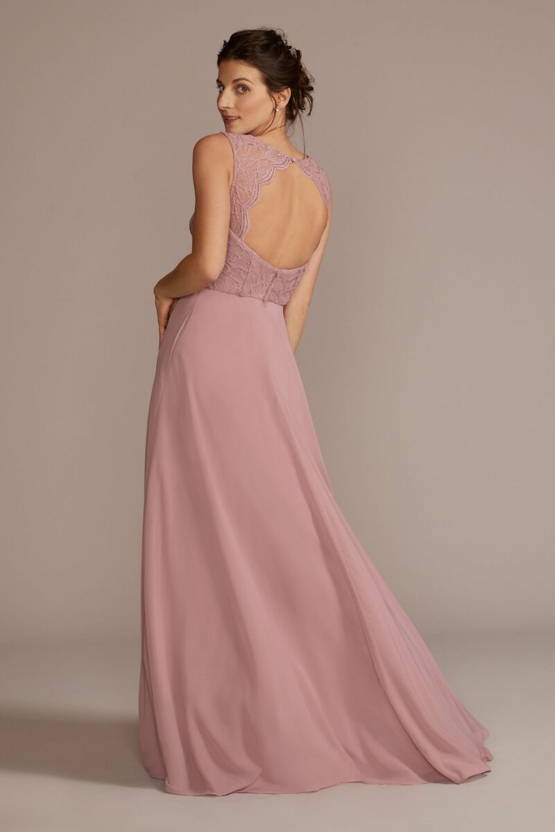 Stretch Lace Chiffon Sleeveless Bridesmaid Dress F20465