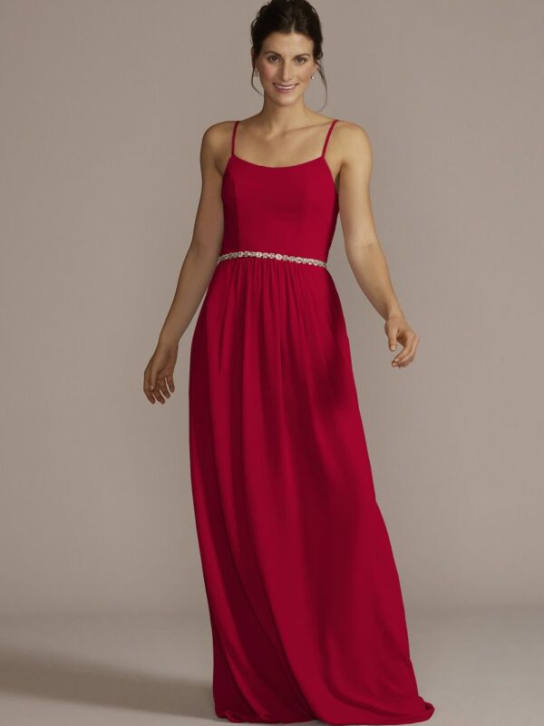 Chiffon Spaghetti Strap A-Line Bridesmaid Dress F20507