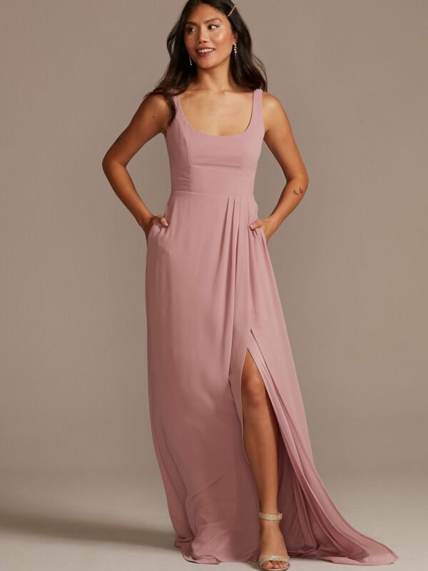 Chiffon Tank Scoop Neck Bridesmaid Dress F20535