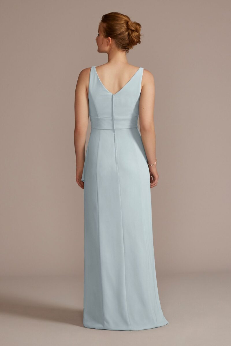 Chiffon V-Neck Tank Bridesmaid Dress with Cascade F20539