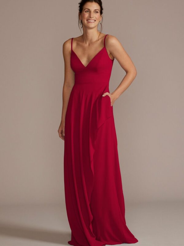 Chiffon V-Neck Cascade Skirt Bridesmaid Dress F20540