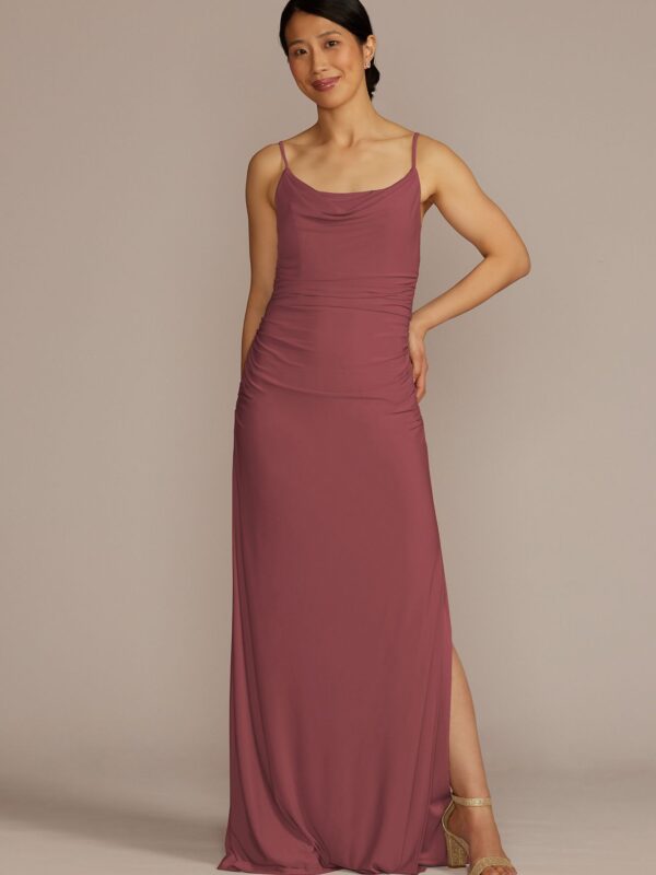 Ruched Jersey Spaghetti Strap Bridesmaid Dress F20567