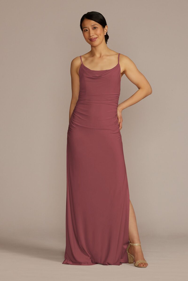 Ruched Jersey Spaghetti Strap Bridesmaid Dress F20567