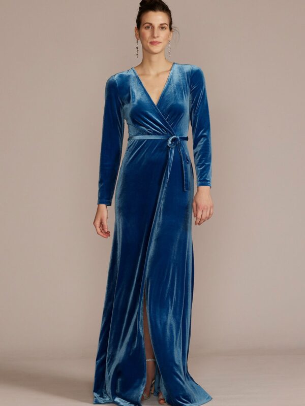 Long-Sleeve Velvet Bridesmaid Dress F20610