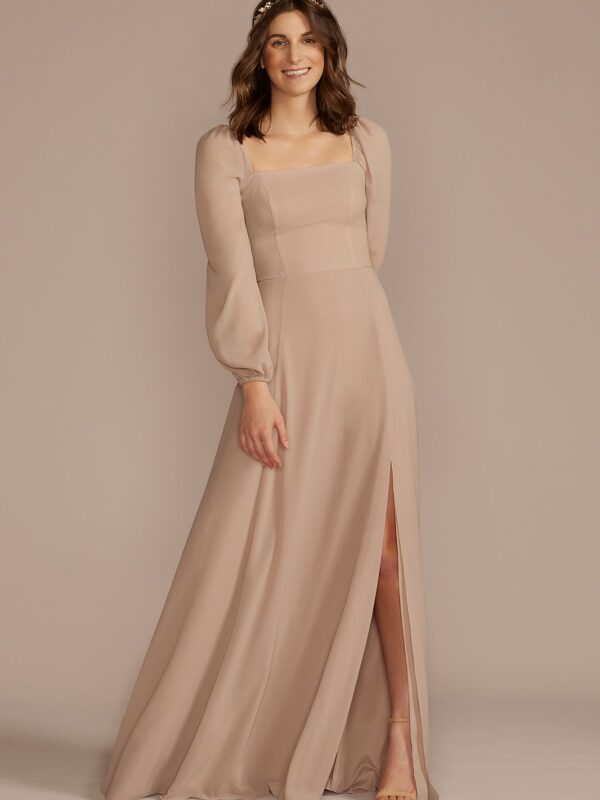 Long Sleeve Chiffon Bridesmaid Dress F20617