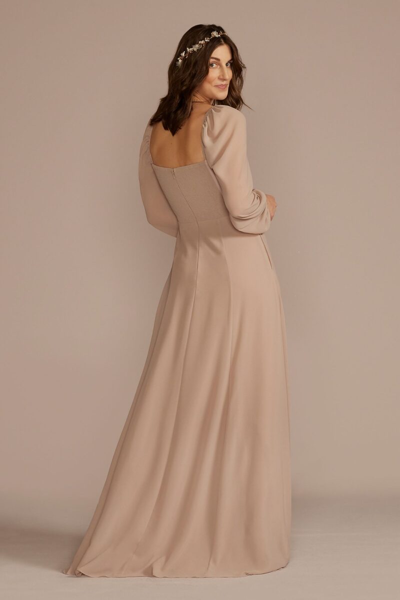 Long Sleeve Chiffon Bridesmaid Dress F20617