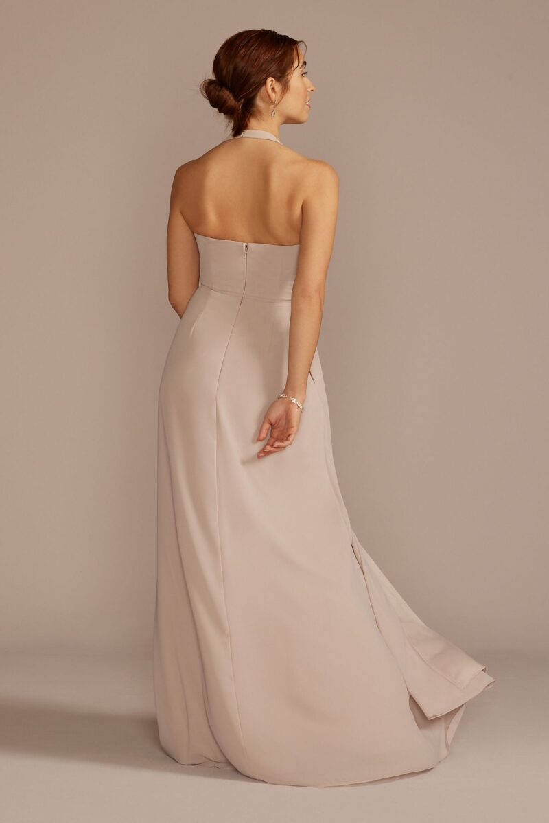 Chiffon Halter Faux Wrap A-Line Bridesmaid Dress F20695