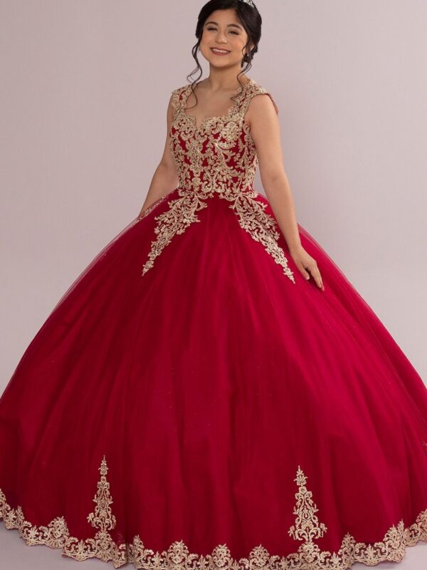 Metallic Lace and Tulle Quince Dress with Keyhole Fifteen Roses FR2104