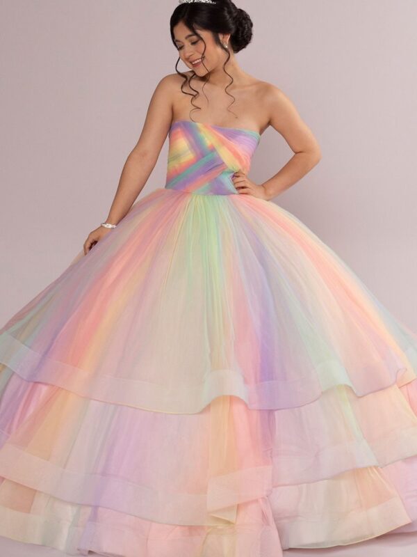 Multicolor 3-Tier Quince Dress with Corset Back Fifteen Roses FR2105