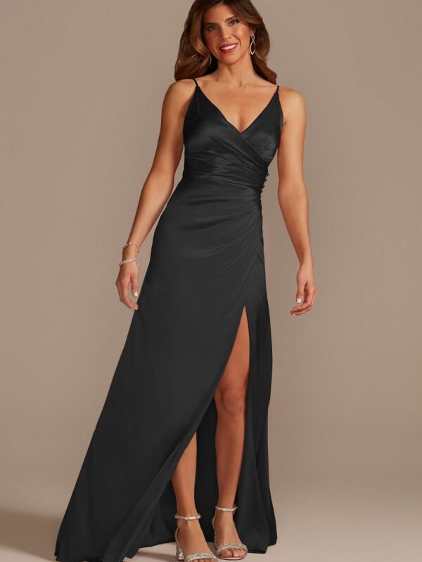 Charmeuse Draped Strappy Bridesmaid Dress GS290017