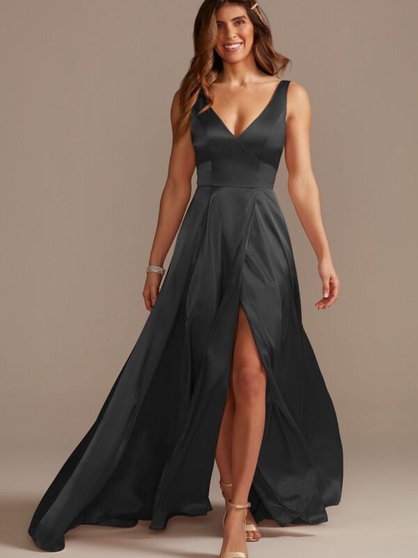 Charmeuse Tank V-Neck Bridesmaid Dress with Slit GS290020