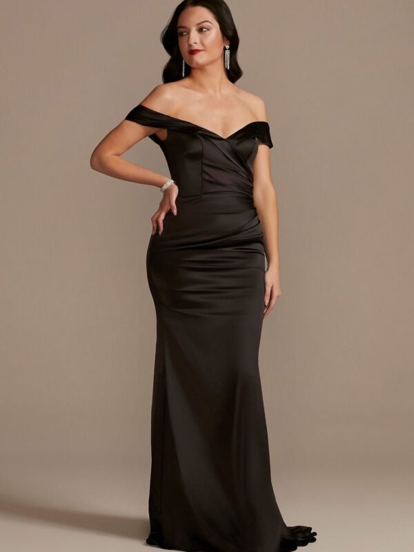 Satin Off-the-Shoulder Mermaid Bridesmaid Dress GS290030