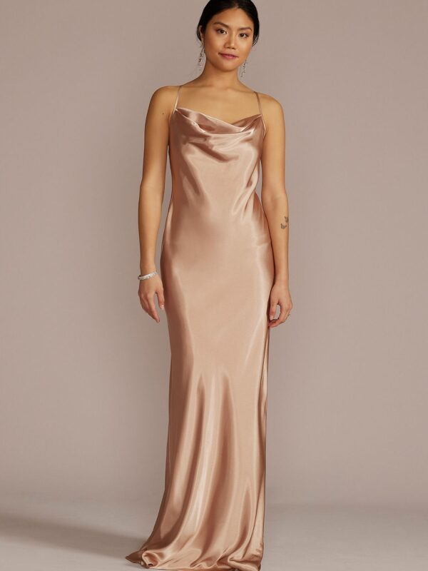 Charmeuse Cowl Neck Bridesmaid Dress GS290113