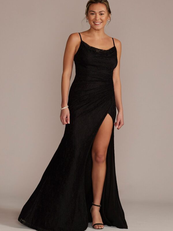 Lace Draped Cowl Neck Bridesmaid Dress GS290114