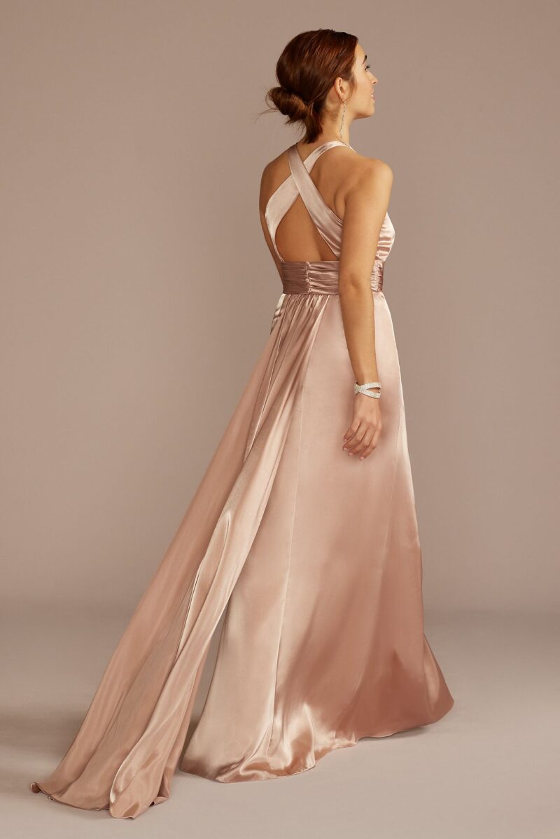 Charmeuse Bridesmaid Dress with Crisscross Back GS290152