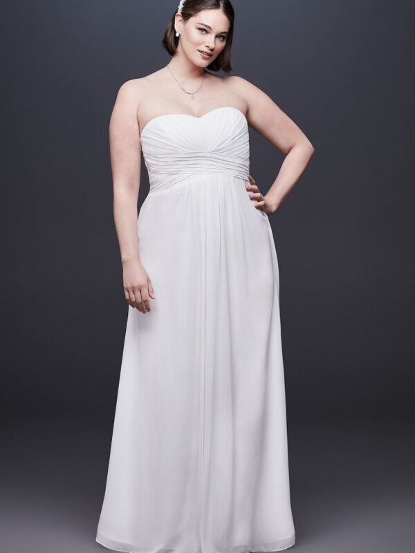 Chiffon Plus Size Wedding Dress with Ruched Bodice INT15555W