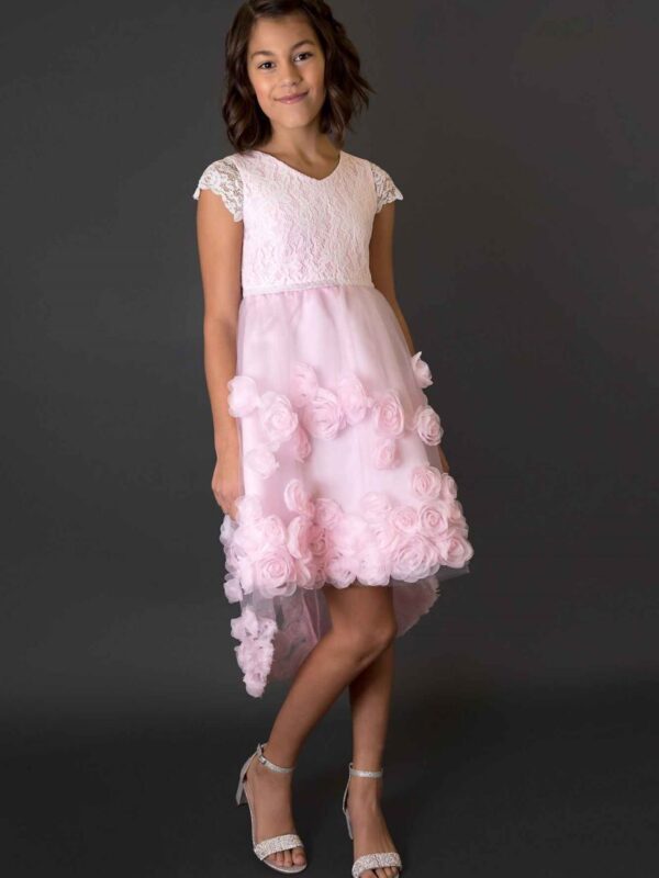 Floral Soutache Girls Dress with Beaded Waist US Angels JB-756