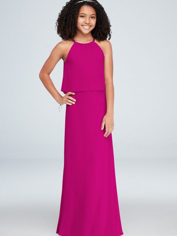 Flounced Crinkle Chiffon Junior Bridesmaid Dress JB9879