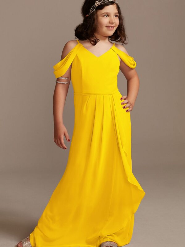 Off Shoulder Junior Bridesmaid Dress with Cascade JB9916