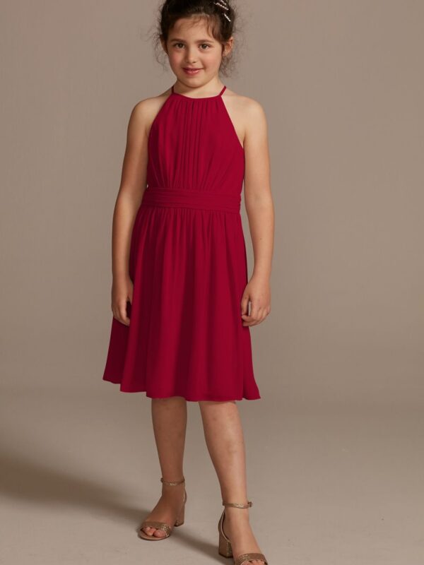 High Neck Pleated Short Junior Bridesmaid Dress JB9925