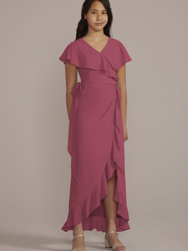 Chiffon High-Low Ruffle Junior Bridesmaid Dress JB9944