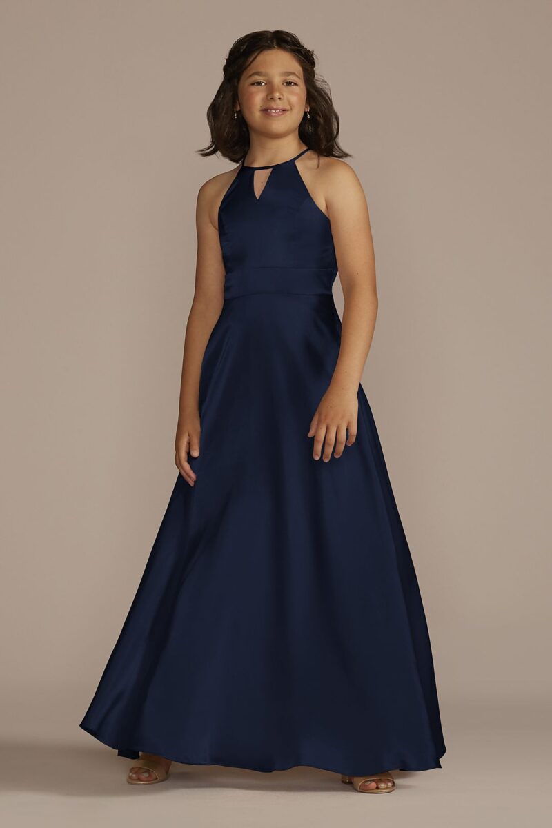 Charmeuse High-Neck Junior Bridesmaid Dress JB9955