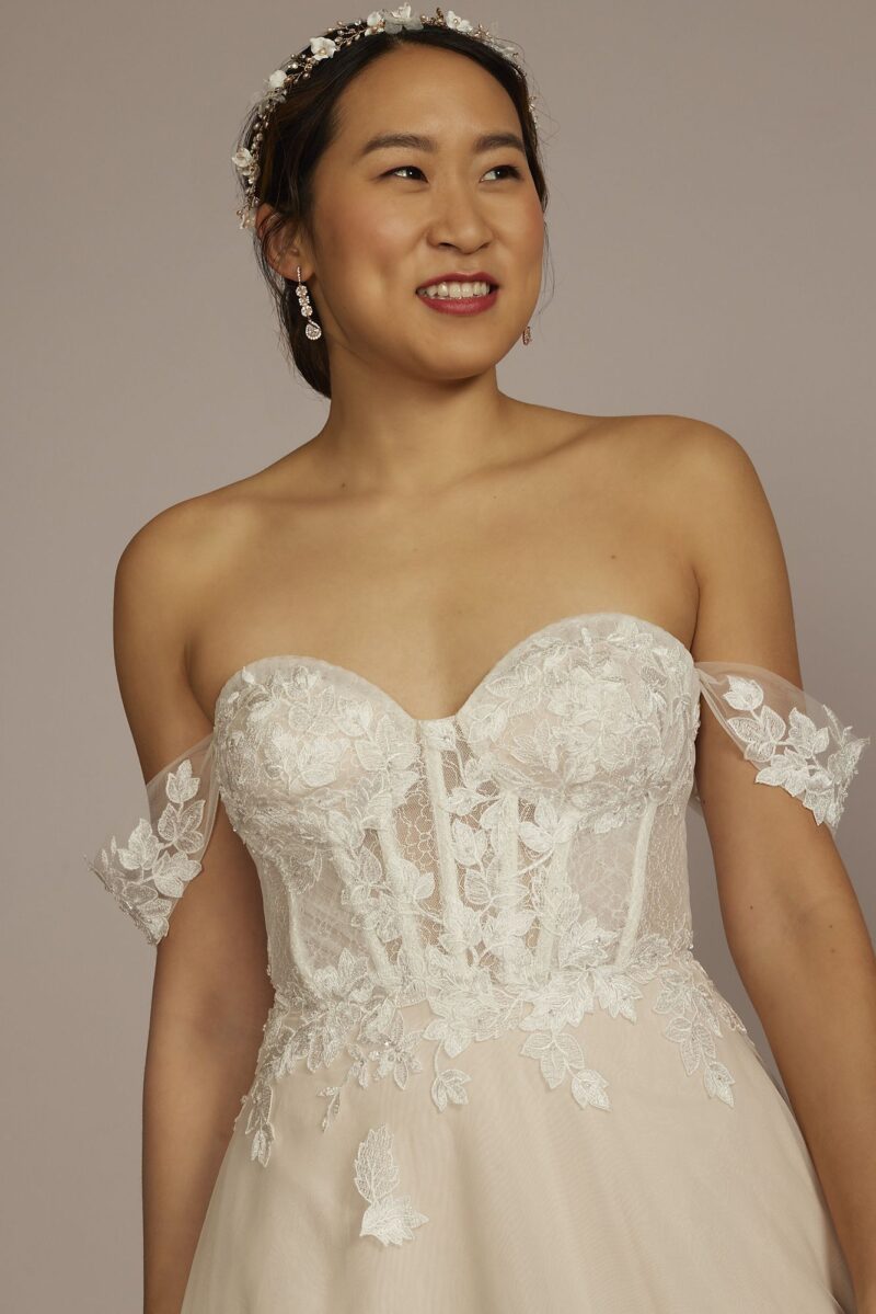 Removable Sleeve Corset Wedding Dress MS251264