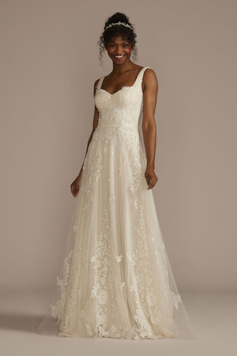 Sweetheart Tank Lace Applique A-Line Wedding Dress MS251267